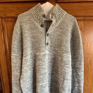 Men's Gray Button-Up Sweater